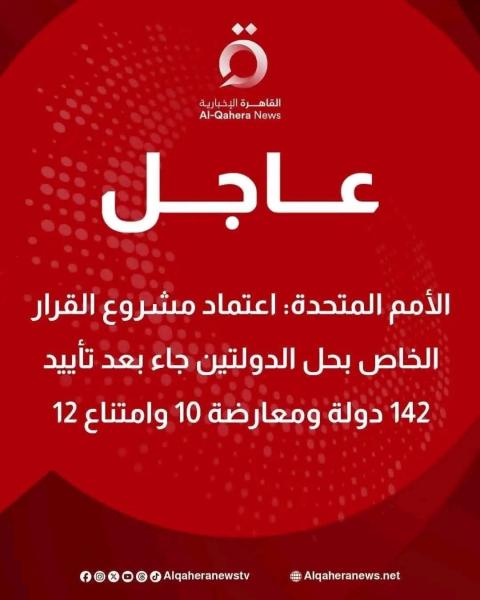 10دول ترفض و 12 دوله تمتنع و 122 دوله تايد القرار