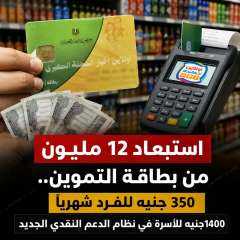 الدعم النقدي 350شهريا واستبعاد 12مليون فرد